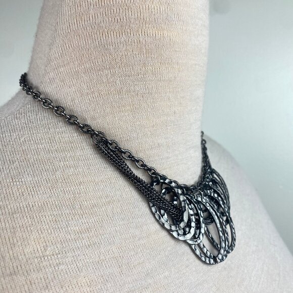 Gray Gun Metal Chain Link Necklace 16-19.5" - Picture 2 of 5